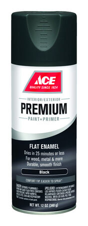 Ace Premium Flat Black Enamel Spray Paint 12 oz