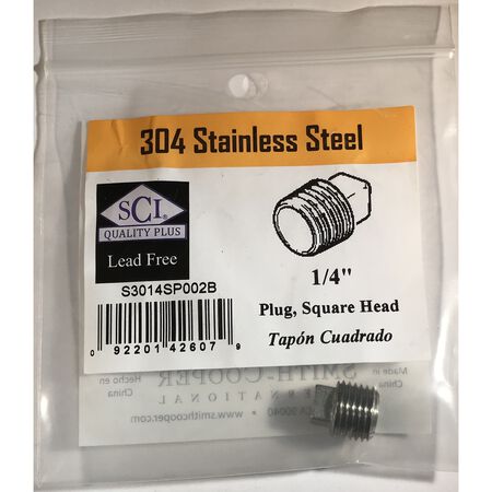 Smith-Cooper 1/4 in. MPT Stainless Steel Square Head Plug