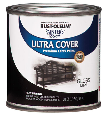 Rust-Oleum Painters Touch Gloss Black Water-Based Acrylic Ultra Cover Paint Indoor and Outdoo