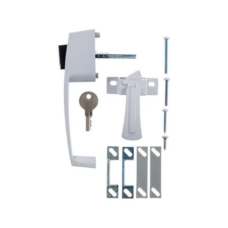 Ace Bare White Steel Push Button Keyed Latch 1 pk