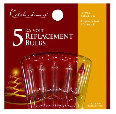 Celebrations Red Incandescent Mini Clear 5 ct Replacement Christmas Light Bulbs