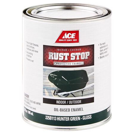 Ace Rust Stop Indoor and Outdoor Gloss Hunter Green Oil-Based Enamel Rust Prevention Paint 1 qt