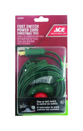 Ace Indoor 15 ft. L Green Extension Cord with Switch