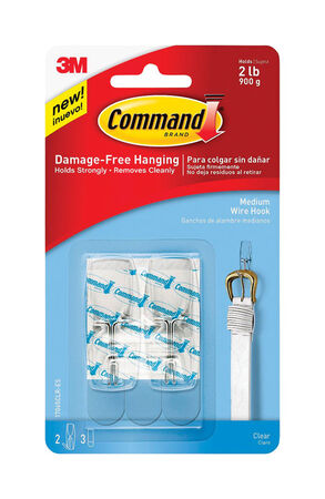 Command Medium Plastic Hook 2-1/6 in. L 2 pk