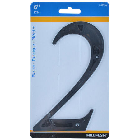 Hillman 6 in. Black Plastic Nail-On Number 2 1 pc