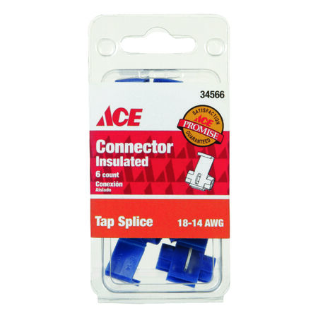 Ace 18-14 AWG Insulated Wire Tap Splice Connector Blue 6 pk
