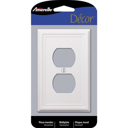 Amerelle Chelsea White 2 gang Stamped Steel Duplex Wall Plate 1 Pack