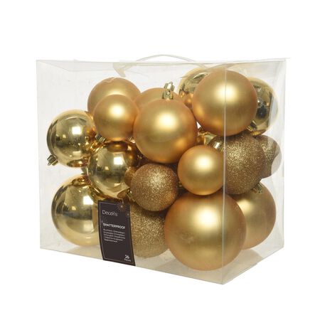Decoris Gold Assorted Shatterproof Ornaments
