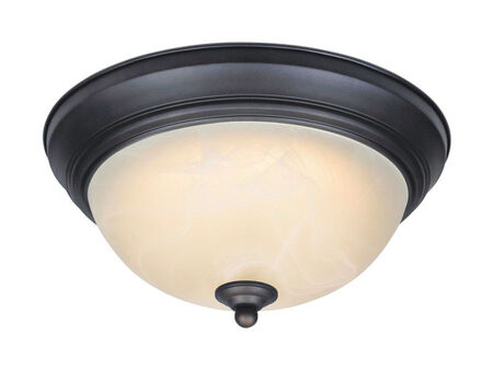 Westinghouse 4.75 in. H X 11 in. W X 11 in. L Oil Rubbed Bronze White Ceiling Fixture