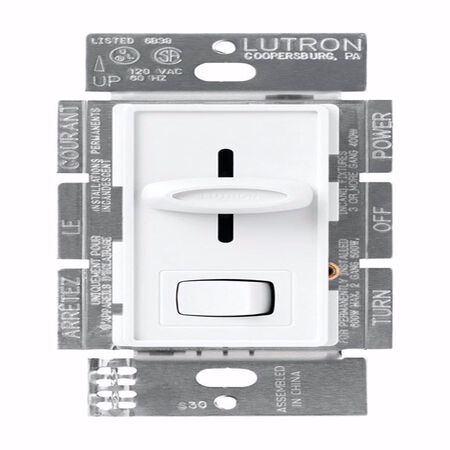 Lutron Skylark White 600 W Slide Dimmer Switch 1 pk