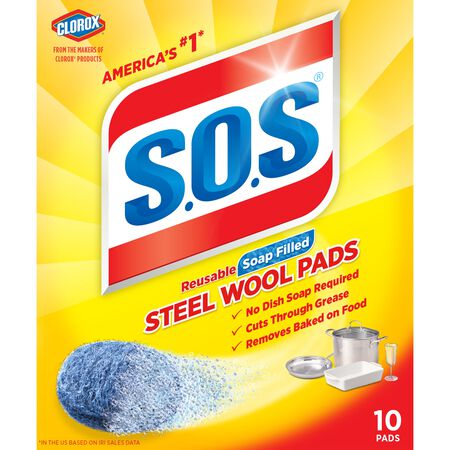 S.O.S Heavy Duty Steel Wool Pads For Multi-Purpose 10 pk