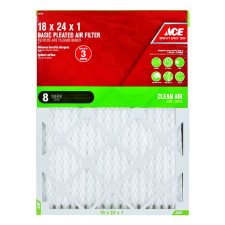 Ace 18 in. W X 24 in. H X 1 in. D Cotton 8 MERV Pleated Air Filter 1 pk