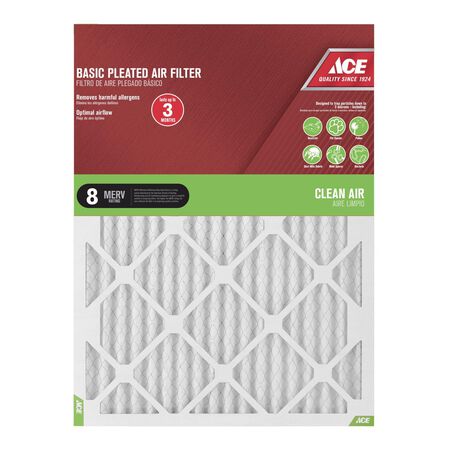 Ace 18 in. W X 24 in. H X 1 in. D Cotton 8 MERV Pleated Air Filter 1 pk