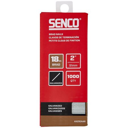 Senco Brad Nail Strip, 2 in. L, 18 ga., Galvanized/Plain, Medium Head
