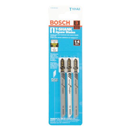 Bosch 4 in. High Speed Steel T-Shank Jig Saw Blade 14 TPI 3 pk
