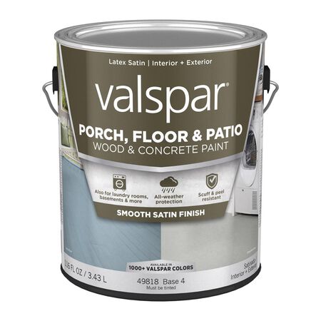 Valspar Porch, Floor & Patio Wood & Concrete Paint Satin Clear Base 4 Floor and Patio Coating 1 gal