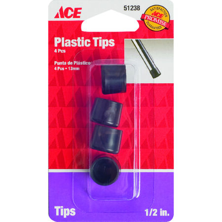 Ace Plastic Leg Tip Black Round 1/2 in. W 4 pk