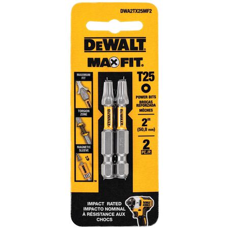 DEWALT Max Fit Torx #25 X 2 in. L Screwdriver Bit Set Steel 2 pk
