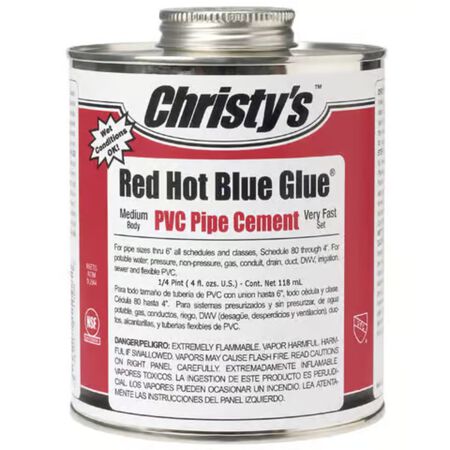 Christy's Red Hot Blue Glue Blue Cement For PVC 4 oz.