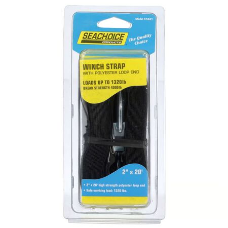 Seachoice 2 in. W x 20 ft. L Black Winch Strap 1320 lb. 1 Pack
