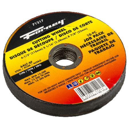 Forney 4-1/2 in. Dia. x 1/16 in. thick x 7/8 in. Metal Cutting Wheel 10 pk