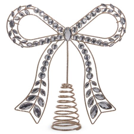 Raz Imports 10.5 in. Clear Jeweled Bow Tree Topper