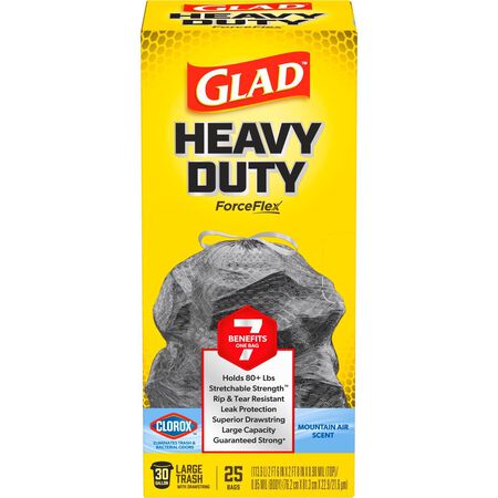 Glad Force Flex 30 gal Mountain Air Scent Trash Bags Drawstring 25 pk 0.9 mil