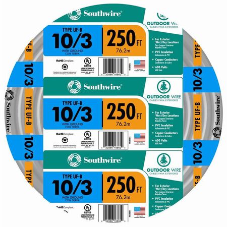Southwire 250 ft. 10/3 Type UF-B WG Underground Feeder Cable Gray