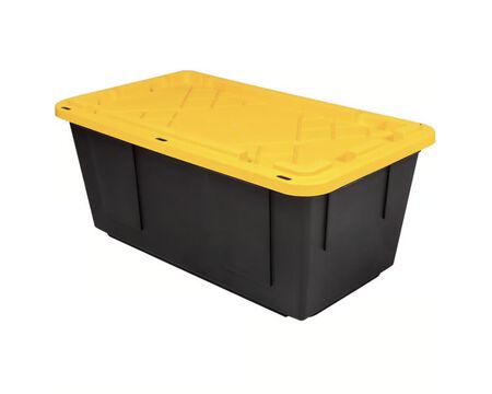 Greenmade 40 gal Black/Yellow Snap Lock Storage Box Stackable