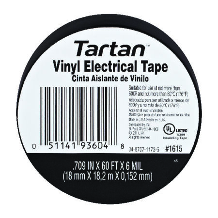 Tartan 11/16 in. W x 60 ft. L Vinyl Electrical Tape Black