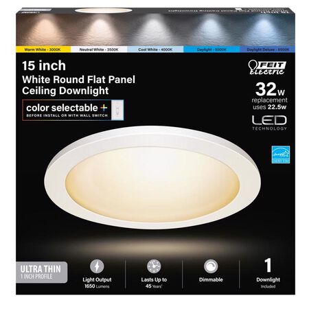 Feit Electric 1 in. H X 15 in. W X 15 in. L White LED Flat Panel Light Fixture