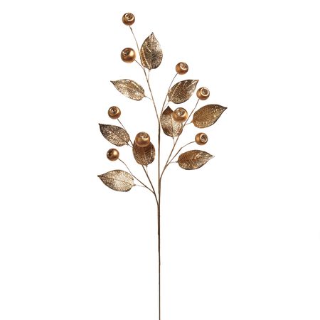 Raz Imports 31 in. Gold Metallic Leaf and Pods Spray