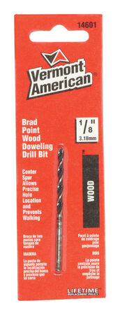 Vermont American Steel Reduced Shank 1/8 in. Dia. x 2-3/4 in. L Brad Point Drill Bit 1 pc.