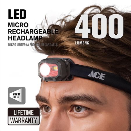 Ace 400 lm Black LED Head Lamp