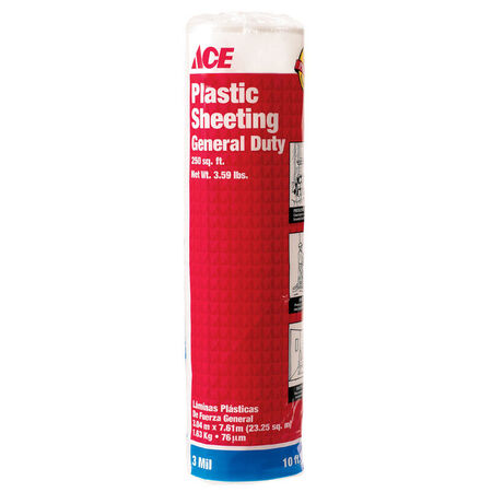 Ace Plastic Sheeting 3 Mil x 10in. W x 25in. L Polyethylene Clear