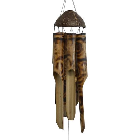 Cohasse Bamboo Wind Chime | #136 | Burnt Finish Simple Bamboo Wind Chime | Wood, Outdoor, Home Decor for Decks, Garden, Porch | Small | Natural Wood Burnt