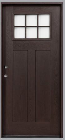 Door Unit 3' RH Fiberglass Craftsman 6lite Dark Walnut