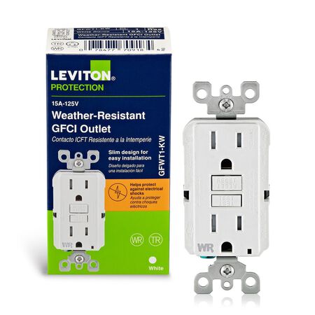 Leviton SmartlockPro 15 amps 125 V Duplex White GFCI Outlet 5-15R 1 pk
