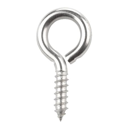 Hampton 3/8 in. D X 2-7/8 in. L Polished Stainless Steel Screw Eye 250 lb. cap. 1 pk
