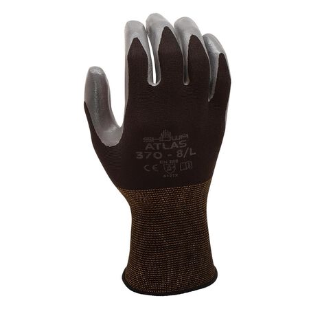 Atlas Unisex Indoor/Outdoor Dipped Gloves Black/Gray L 1 pair