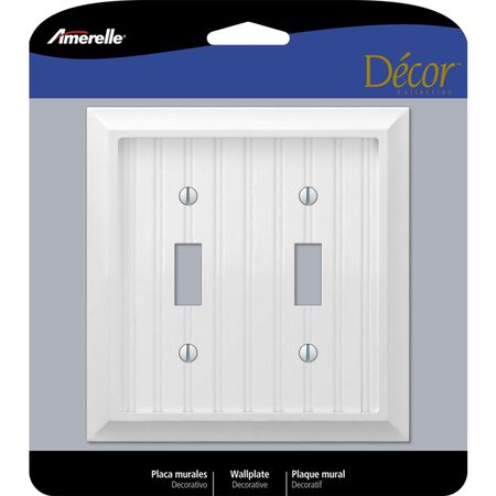 Amerelle Cottage White 2 gang Wood Toggle Wall Plate 1 Pack
