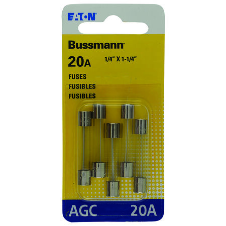 Bussmann 20 amps AGC Clear Glass Tube Fuse 5 pk