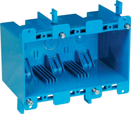 Carlon 55 cu in Rectangle PVC 3 gang Outlet Box Blue
