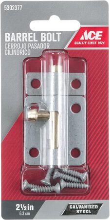 Ace 2.5 in. L Galvanized Steel Barrel Bolt 1 pk