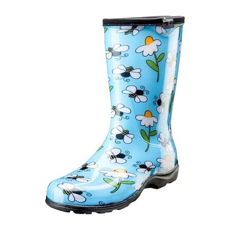 Sloggers Waterproof Garden Rain Boots for Women Bee Blue Print size 7