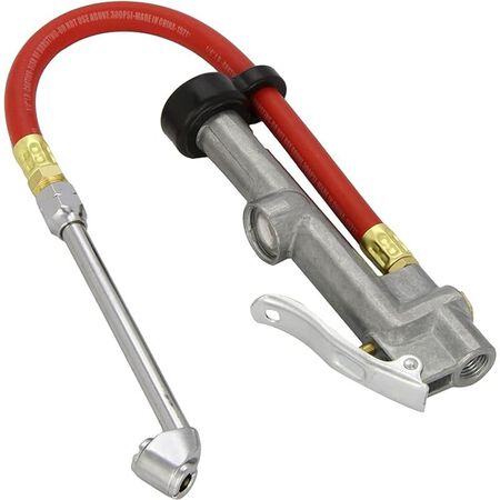 Tru-Flate 17-850 10-20 PSI Deluxe Inflator Gauge with 12" Hose and Dual Foot Chuck