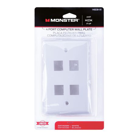 Monster Just Hook It Up White 4 gang Plastic Keystone Wall Plate 1 pk