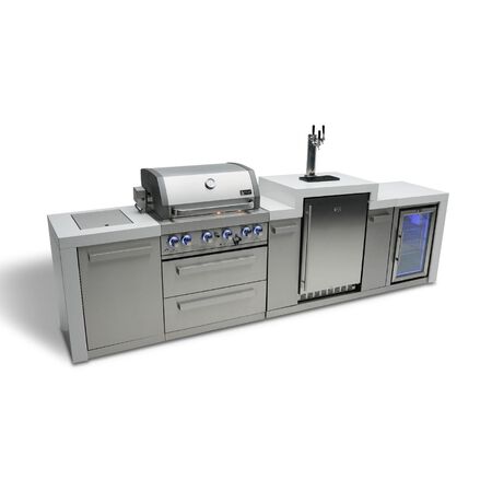 Mont Alpi 4-burner Deluxe Island with a kegerator and fridge cabinet