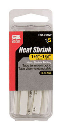 GB 1/4 in. Dia. White Heat Shrink Tubing 6