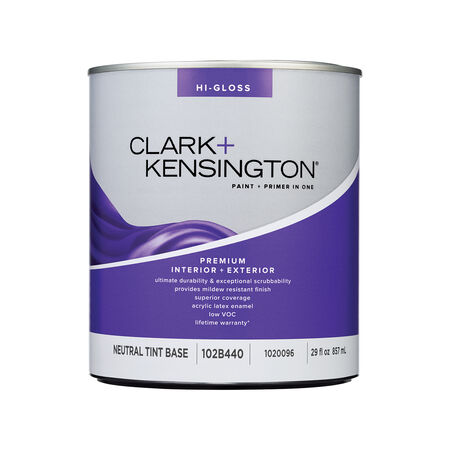 Clark+Kensington High-Gloss Tint Base Neutral Base Premium Paint Exterior and Interior 1 qt
